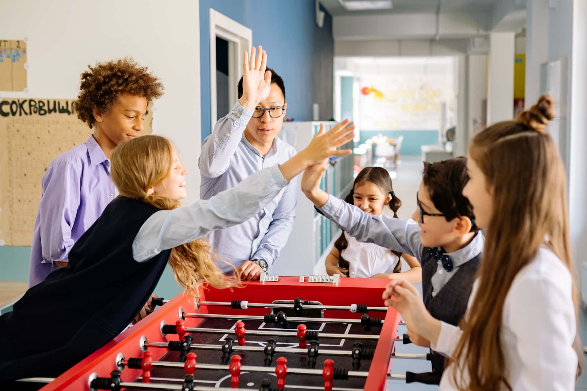 A shorter foosball table sized for children